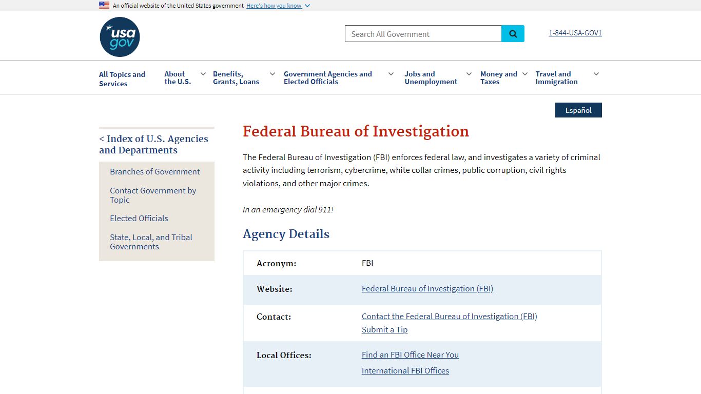 Federal Bureau of Investigation | USAGov