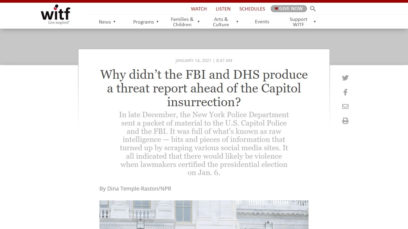 Why didn’t the FBI and DHS produce a threat report ahead of the Capitol ...